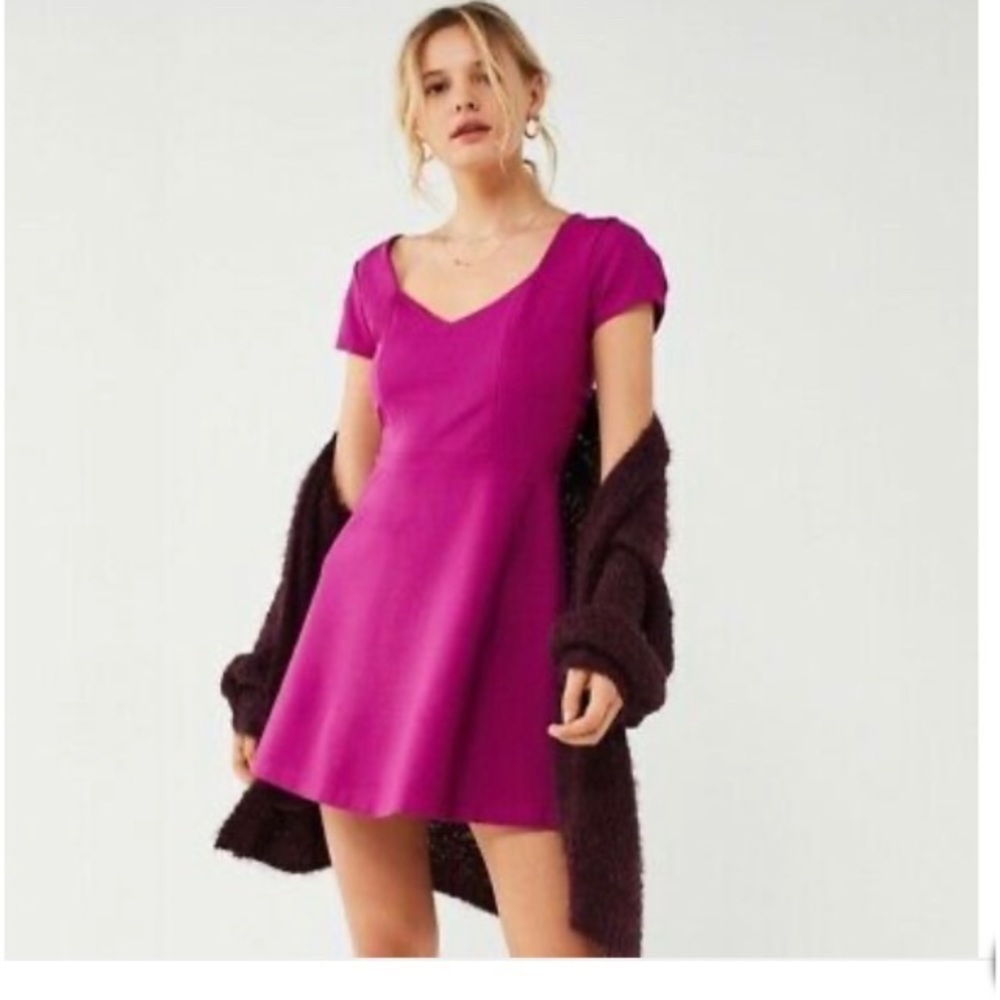 Urban Outfitters Fuchsia Cap Sleeve Skater Dress